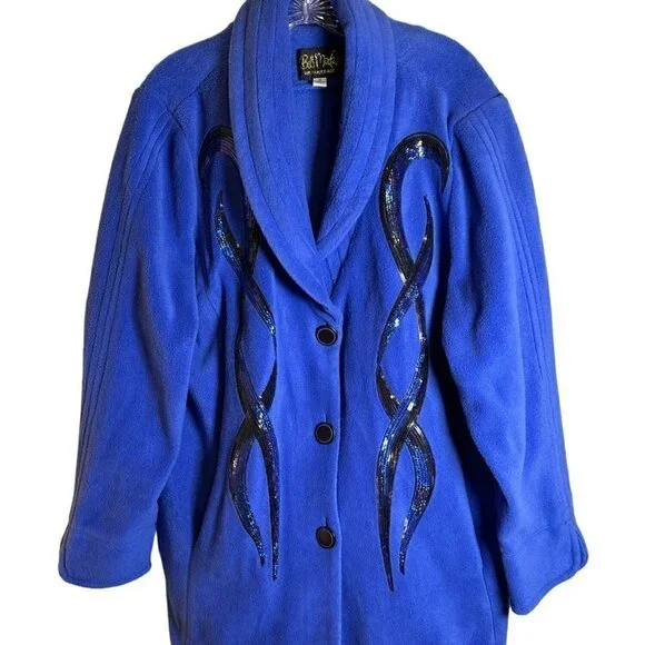 BOB Mackie's Women's Twisted Spangle Front Fleece Jacket w/Shawl Collar Size1X - Picture 2 of 12